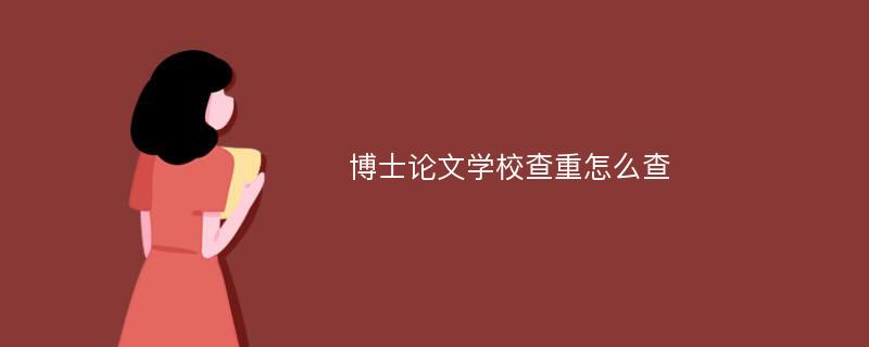 博士论文学校查重怎么查